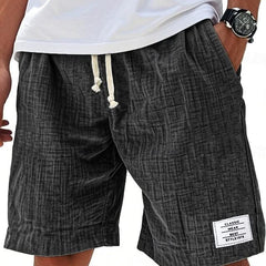 Everyday shorts in black linen-look fabric with drawstring and side slant pockets