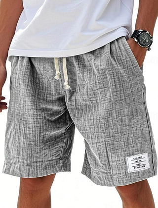Everyday shorts in medium gray linen-look fabric with drawstring and side slant pockets