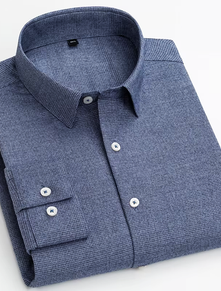 KINGSMERE patterned shirt in light blue, button-down collar, white buttons