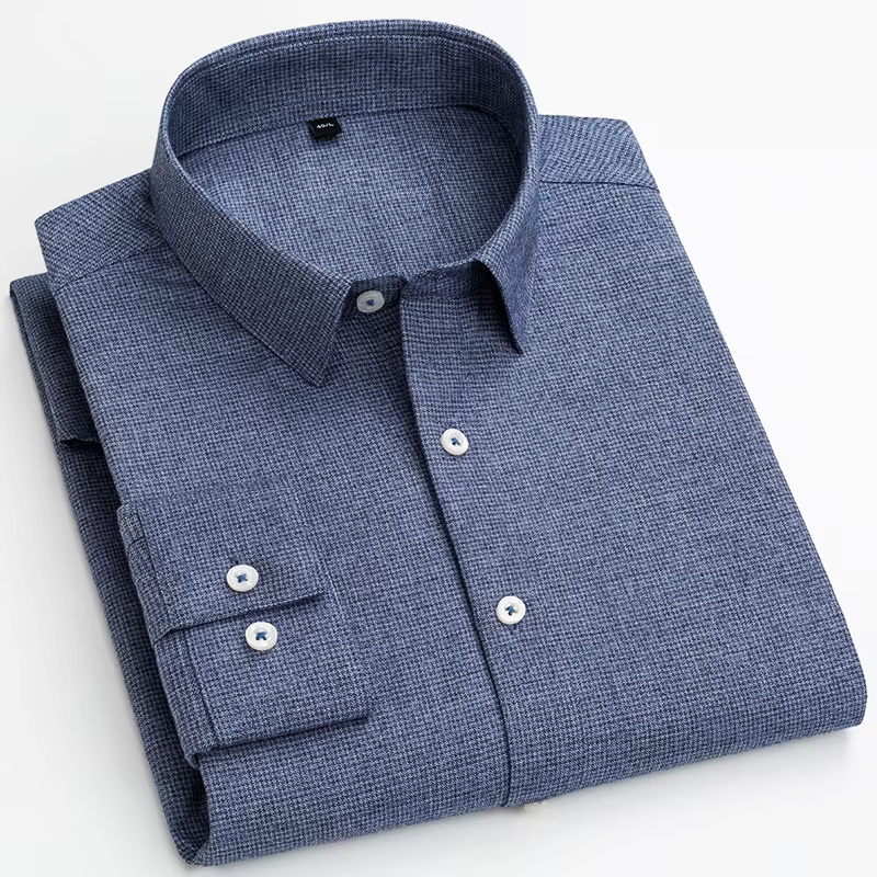 KINGSMERE patterned shirt in light blue, button-down collar, white buttons