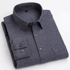 KINGSMERE patterned shirt in dark grey, button-down collar, dark buttons
