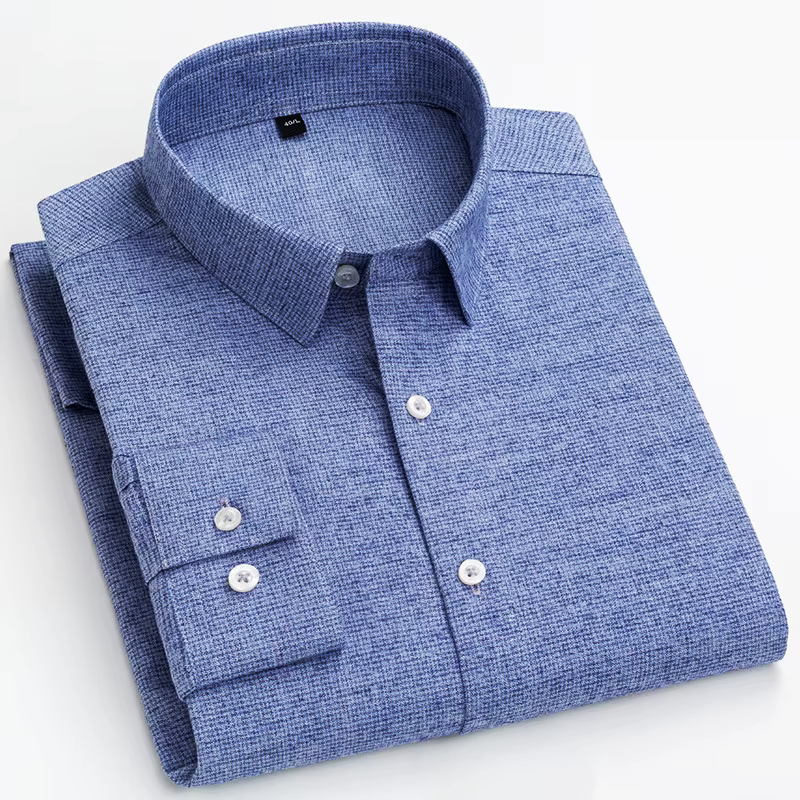 KINGSMERE patterned shirt in light blue, button-down collar, white buttons