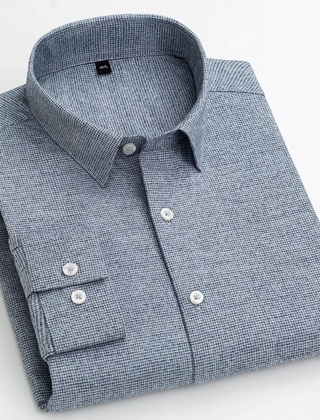 KINGSMERE patterned shirt in light grey, button-down collar, white buttons