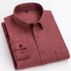KINGSMERE patterned shirt in red, button-down collar, dark buttons