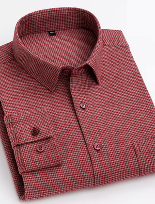 KINGSMERE patterned shirt in red, button-down collar, dark buttons