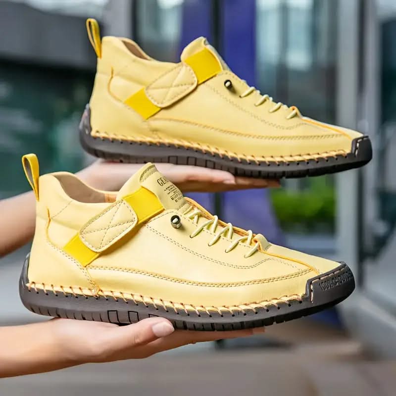 MIA orthopedic sneakers in yellow, lace-up with padded collar and chunky rubber sole