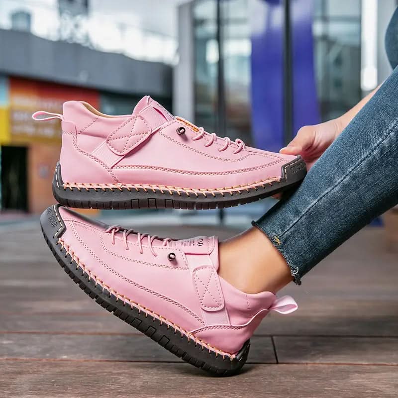 MIA orthopedic sneakers in light pink, lace-up with padded collar and treaded rubber sole