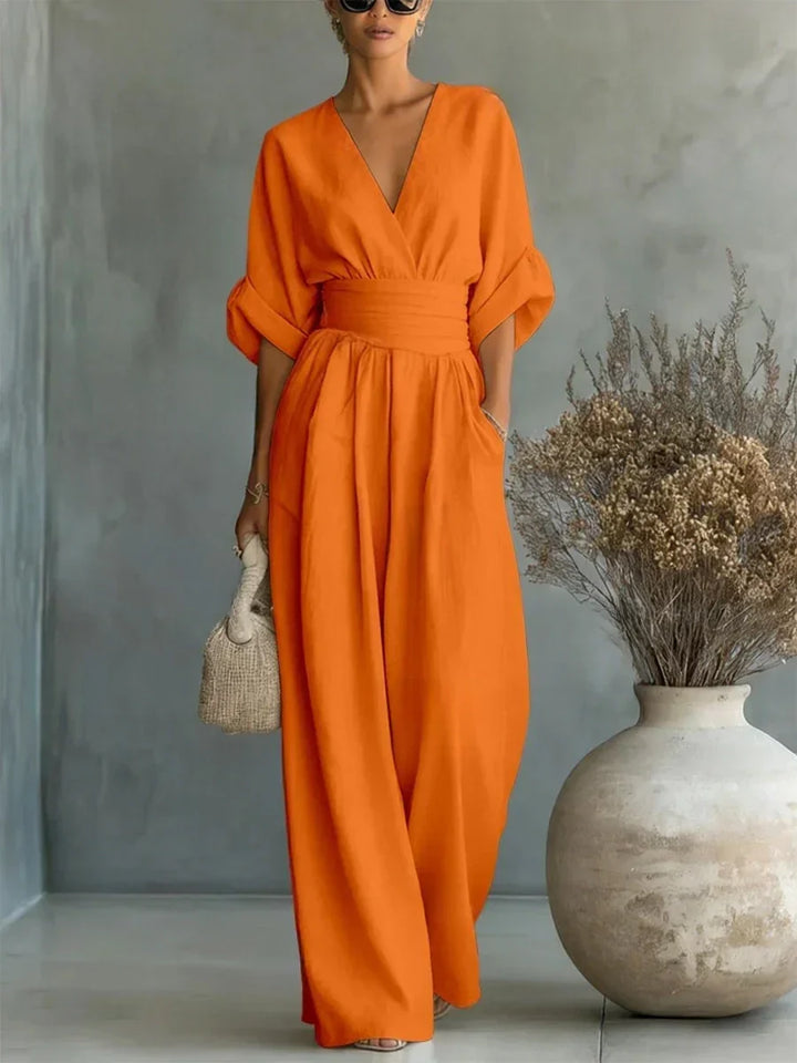 Elegant V-Neck High-Waisted Jumpsuit