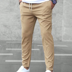 BRANSON everyday trousers, khaki tapered joggers with drawstring waist and ankle cuffs