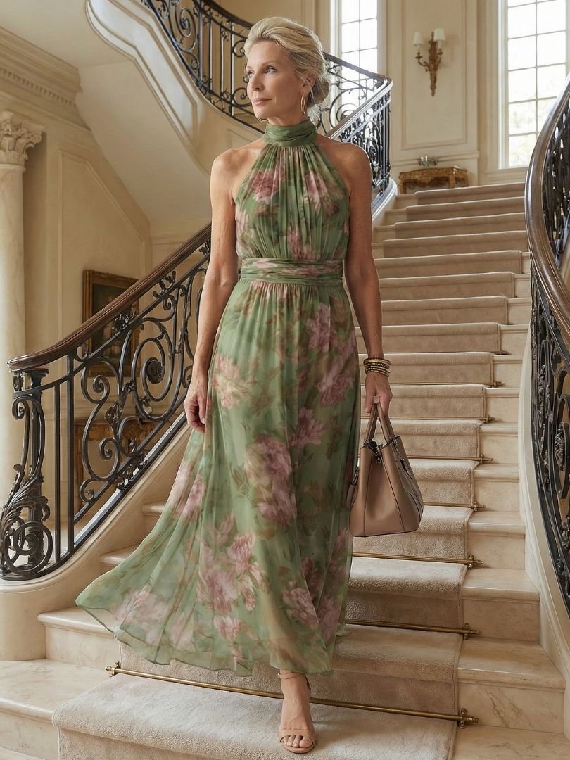 Mirelle™ Gathered Halter Midi Dress