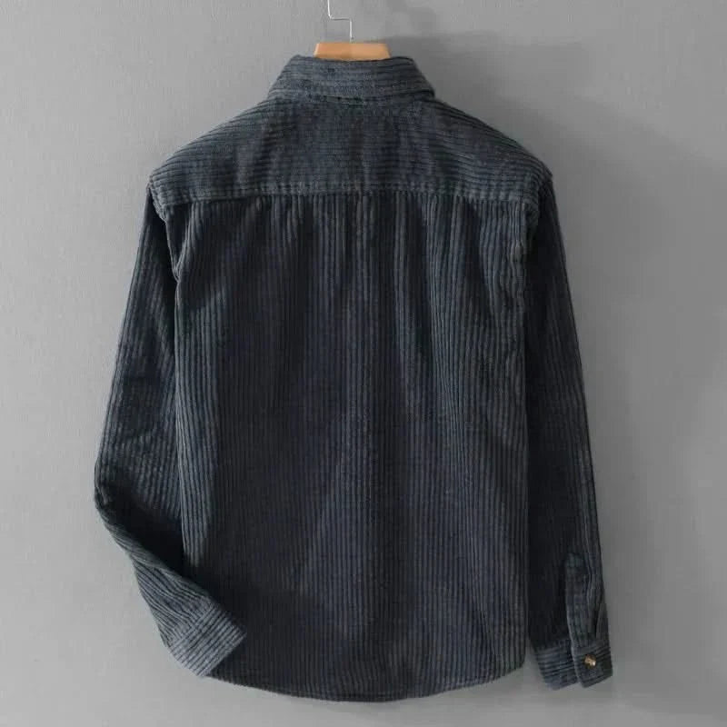 Navy corduroy shirt back with full length sleeves