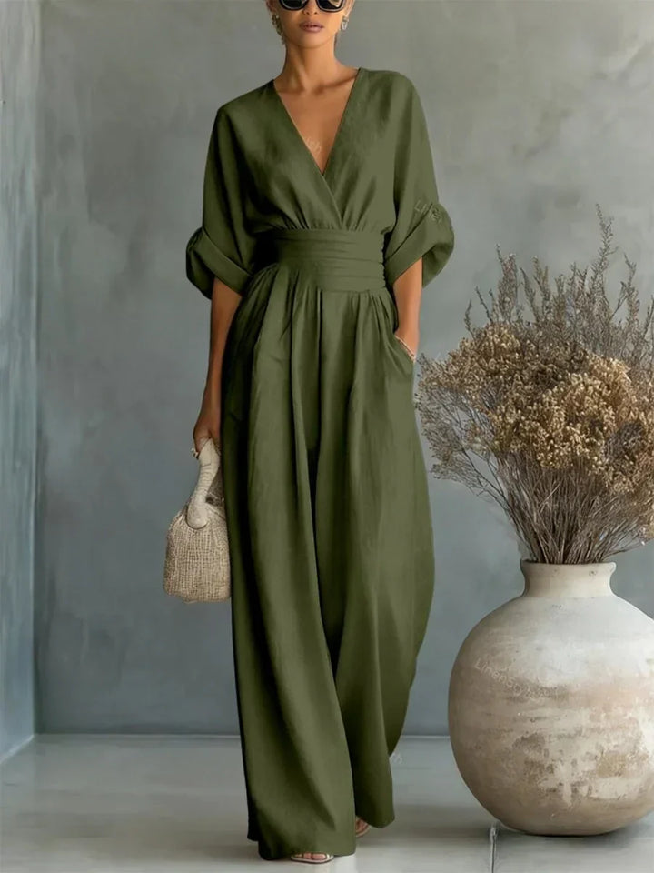 Elegant V-Neck High-Waisted Jumpsuit