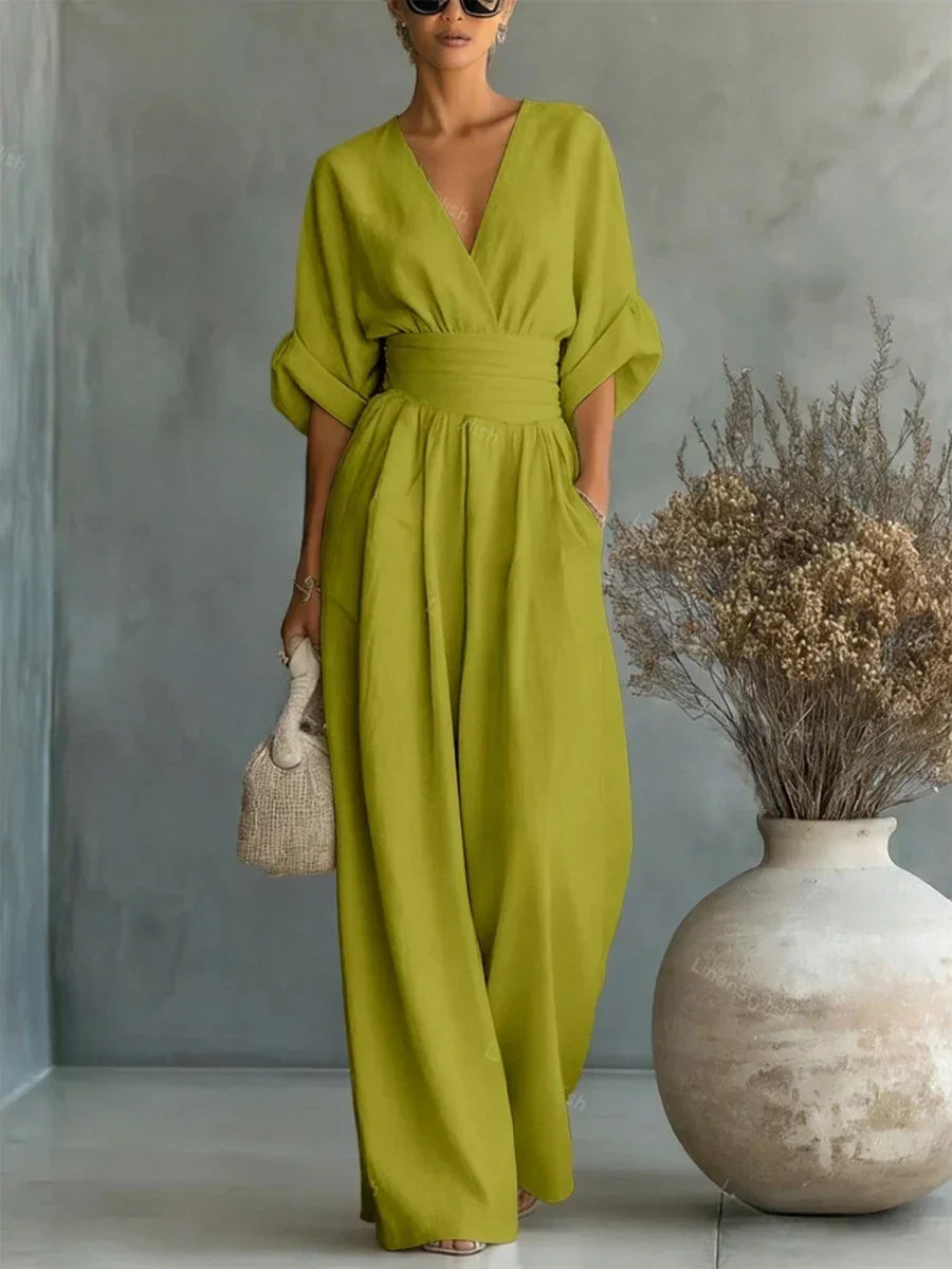 Elegant V-Neck High-Waisted Jumpsuit